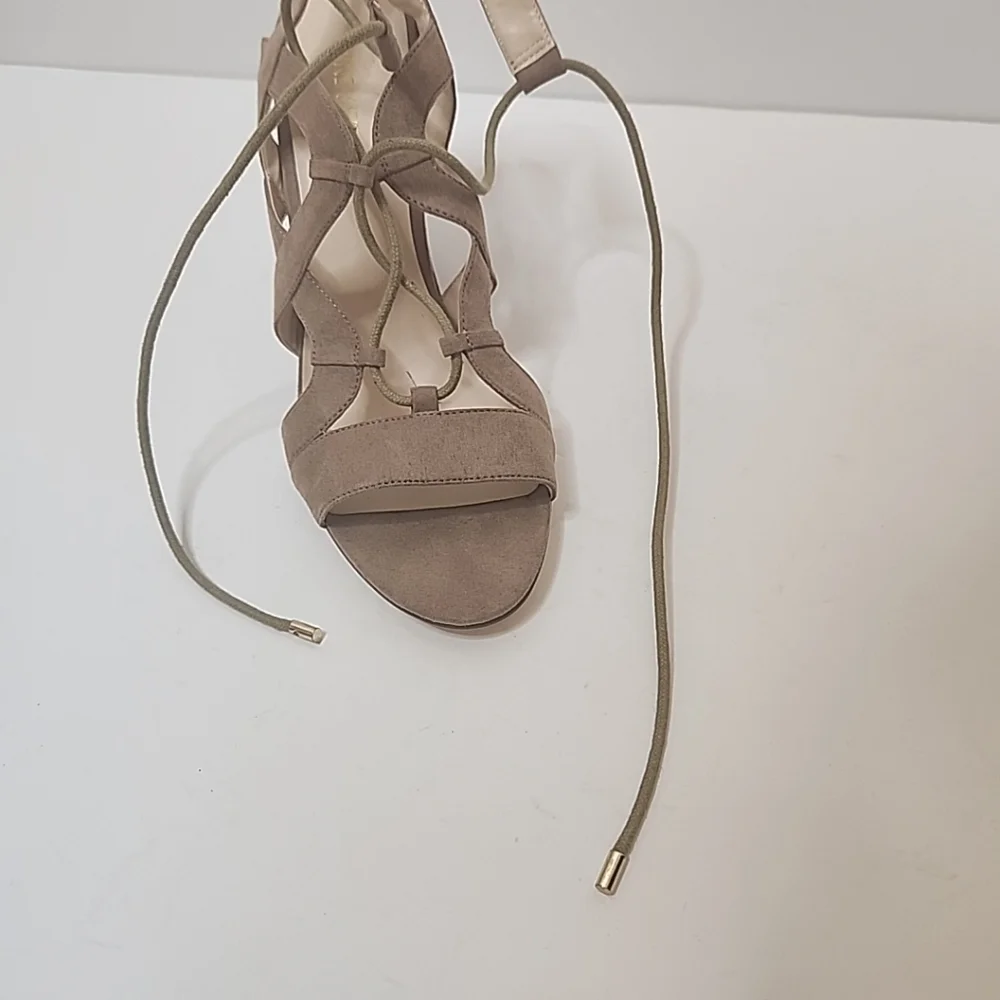 Nine West Women's Tan Beige Pasa Suede Lace Up Wedge Sandals Size 9